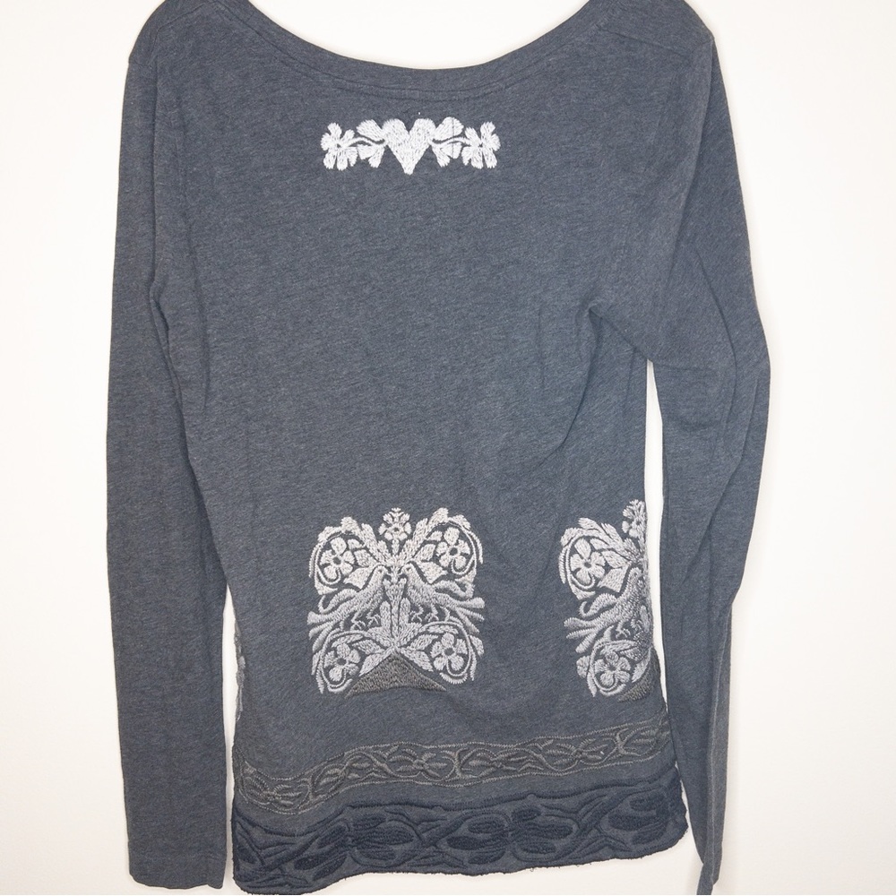 Johnny Was Long Sleeve Embroidered Scoop Neck Blouse - Picture 6 of 7